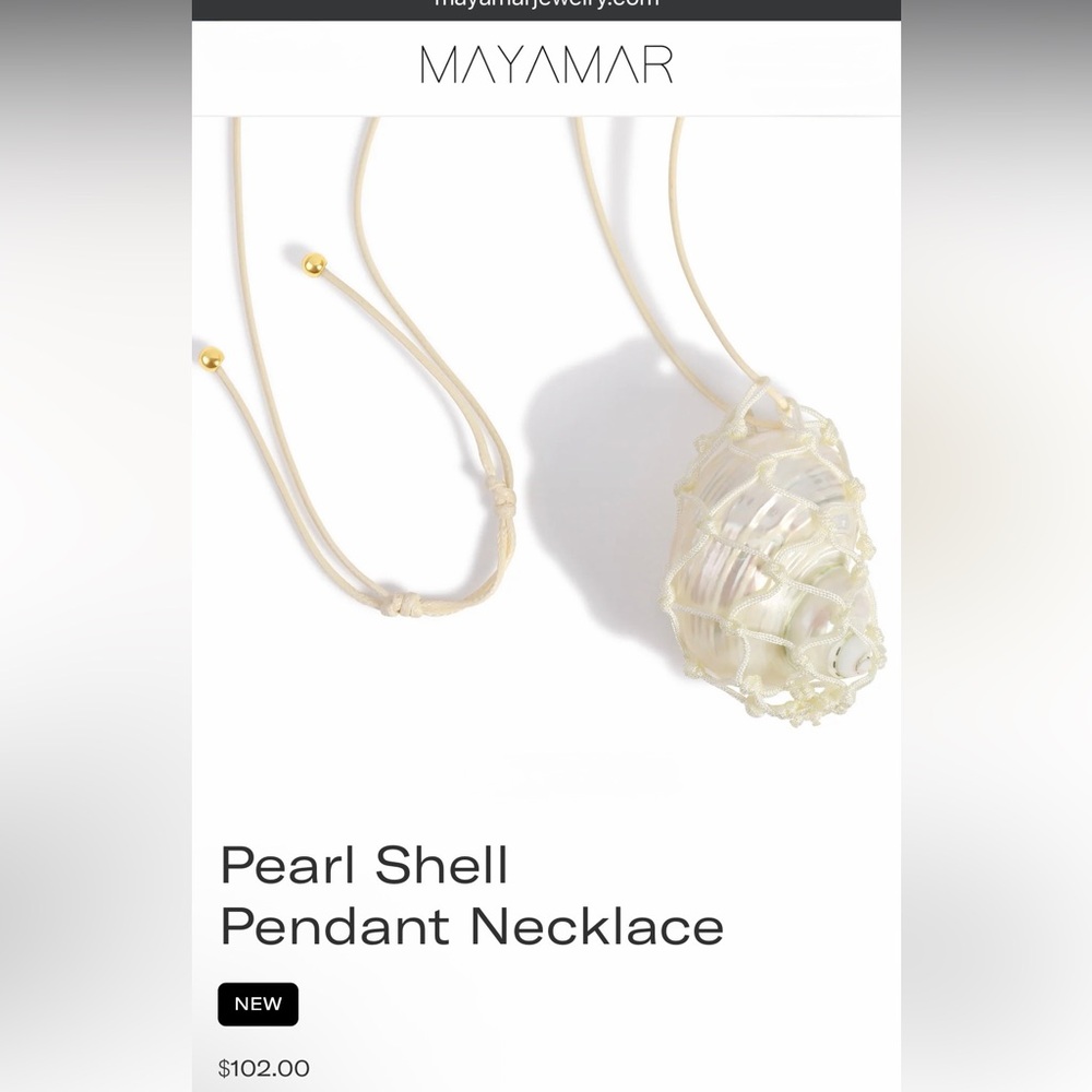 Mayamar Pearl Shell Pendant Necklace - Ivory Cord
